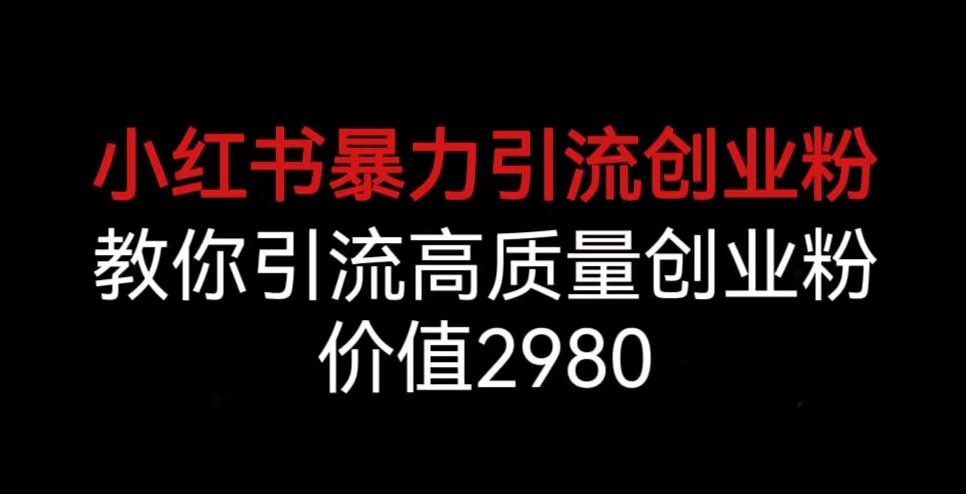 小红书暴力引流创业粉，教你引流高质量创业粉，价值2980【揭秘】-如意资源库
