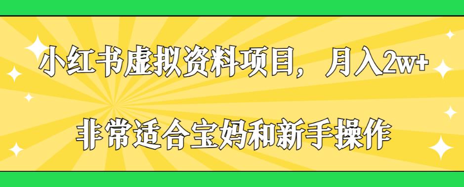 小红书虚拟资料项目，月入2w+，非常适合宝妈和新手操作【揭秘】-如意资源库