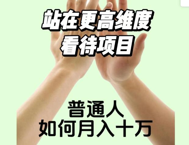 2023最火项目：站在更高维度看待项目，普通人如何月入十万【揭秘】-如意资源库