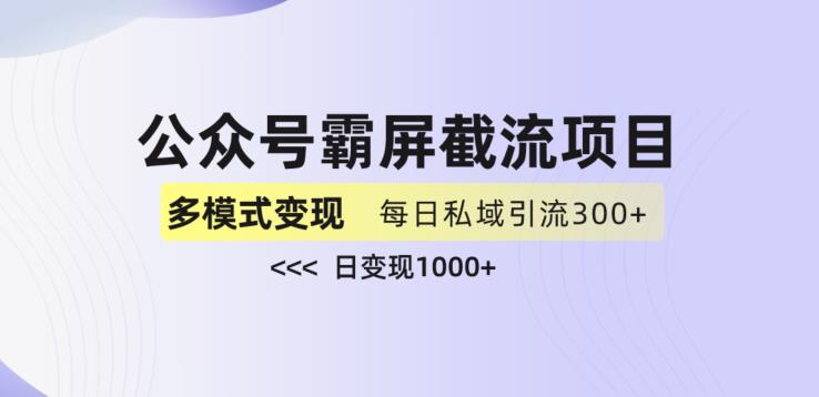 公众号霸屏截流项目+私域多渠道变现玩法，全网首发，日入1000+【揭秘】-如意资源库