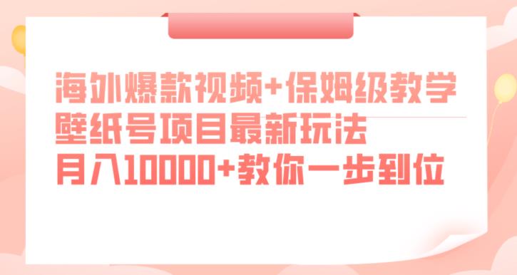 海外爆款视频+保姆级教学，壁纸号项目最新玩法，月入10000+教你一步到位【揭秘】-如意资源库