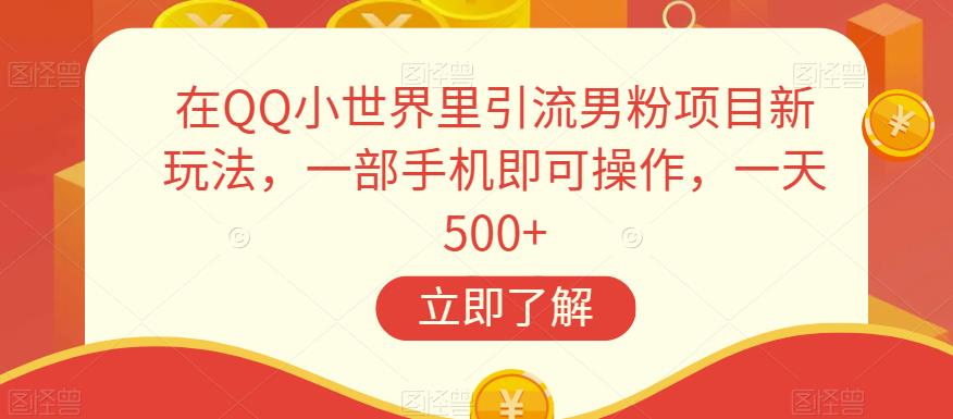 在QQ小世界里引流男粉项目新玩法，一部手机即可操作，一天500+【揭秘】-如意资源库