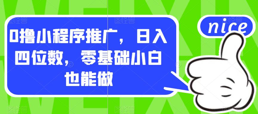 0撸小程序推广，日入四位数，零基础小白也能做【揭秘】-如意资源库