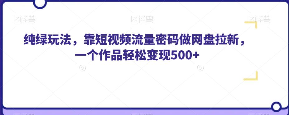 纯绿玩法,靠短视频流量密码做网盘拉新,一个作品轻松变现500+【揭秘】-如意资源库