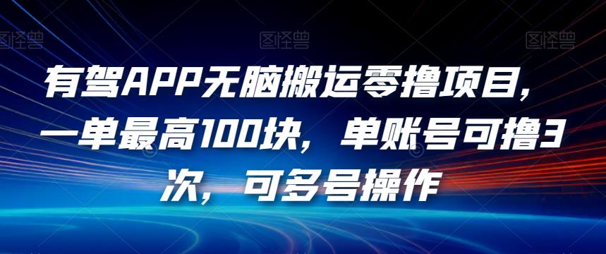 有驾APP无脑搬运零撸项目，一单最高100块，单账号可撸3次，可多号操作【揭秘】-如意资源库