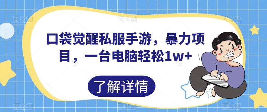 口袋觉醒私服手游，暴力项目，一台电脑轻松1w+【揭秘】-如意资源库