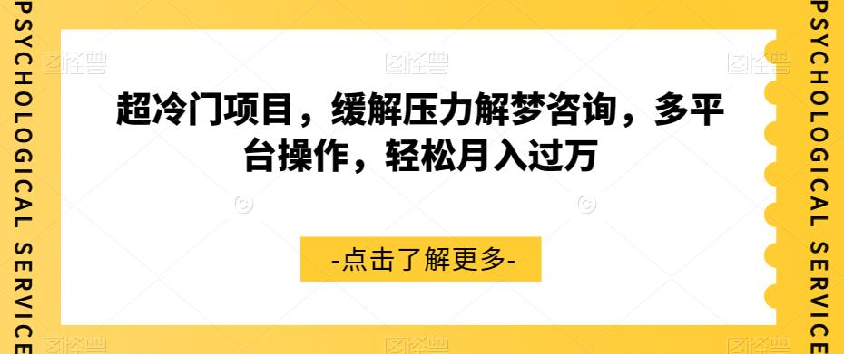 超冷门项目，缓解压力解梦咨询，多平台操作，轻松月入过万【揭秘】-如意资源库