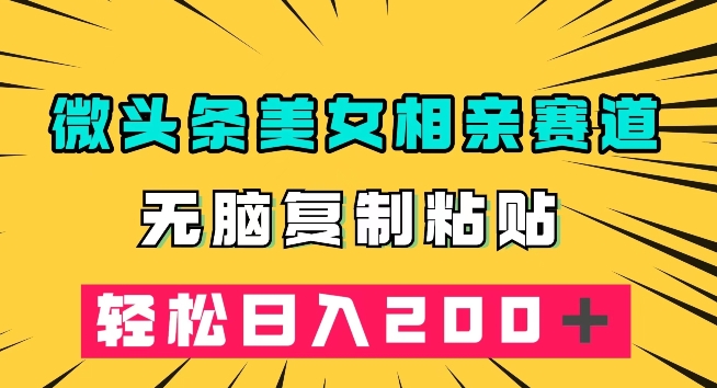 微头条冷门美女相亲赛道，无脑复制粘贴，轻松日入200＋【揭秘】-如意资源库