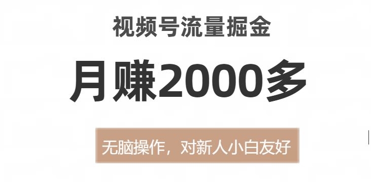 视频号流量掘金，无脑操作，对新人小白友好，月赚2000多【揭秘】-如意资源库