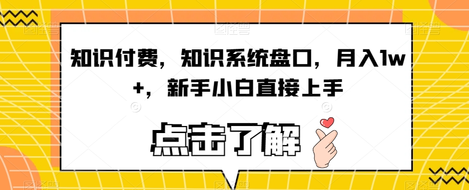 知识付费，知识系统盘口，月入1w+，新手小白直接上手-如意资源库