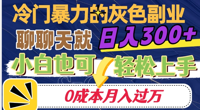 冷门暴利的副业项目，聊聊天就能日入300+，0成本月入过万【揭秘】-如意资源库