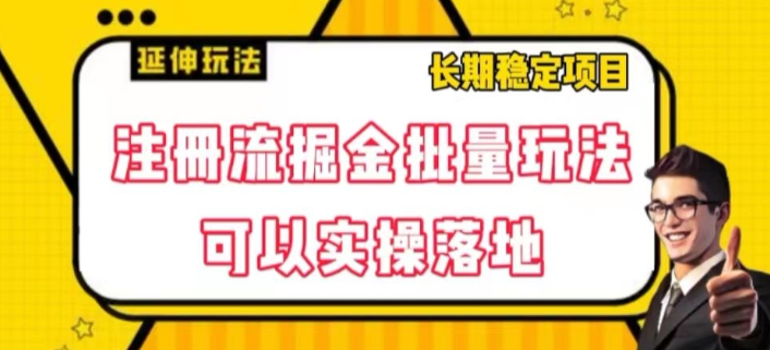 注册流掘金批量玩法，可以实操落地【揭秘】-如意资源库