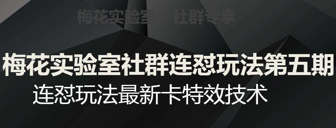 梅花实验室社群连怼玩法第五期，视频号连怼玩法最新卡特效技术-如意资源库