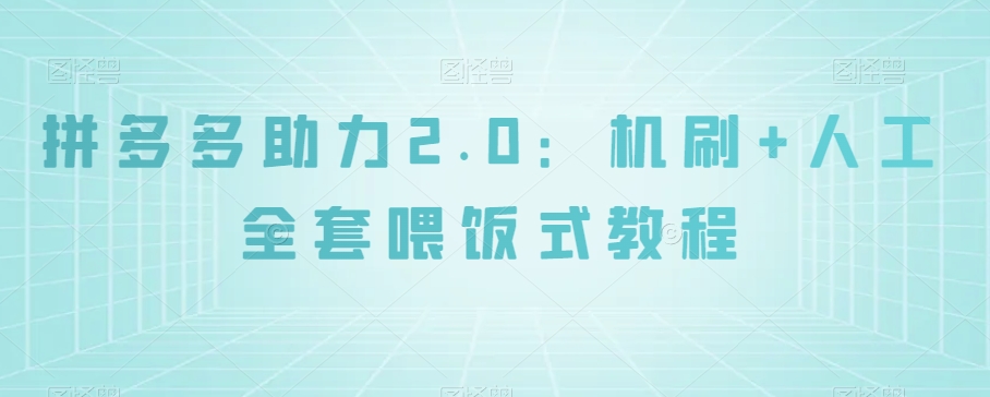 拼多多助力2.0：机刷+人工全套喂饭式教程【揭秘】-如意资源库