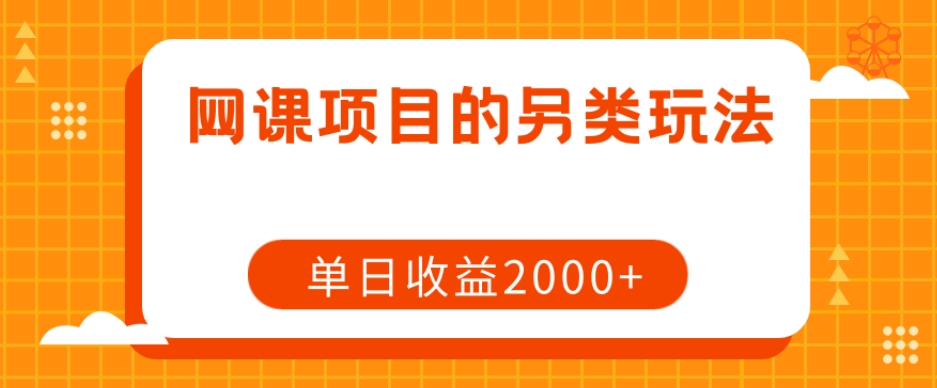 网课项目的另类玩法，单日收益2000+【揭秘】-如意资源库