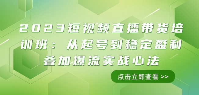 2023短视频直播带货培训班：从起号到稳定盈利叠加爆流实战心法（11节课）-如意资源库