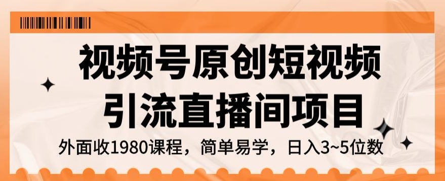 视频号原创短视频引流直播间项目，日入3~5五位数【揭秘】-如意资源库