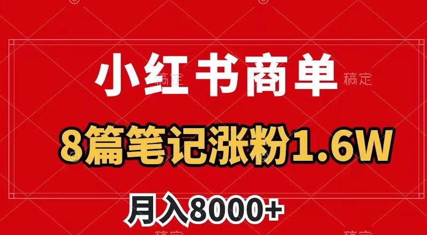 小红书商单最新玩法，8篇笔记涨粉1.6w，作品制作简单，月入8000+【揭秘】-如意资源库