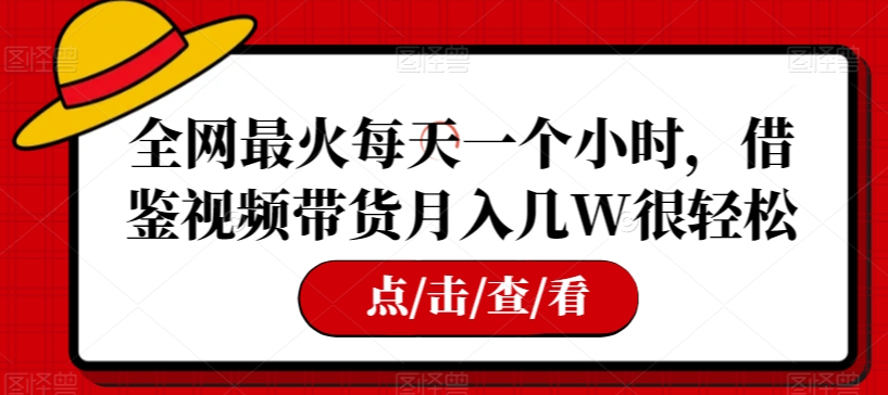 全网最火每天一个小时，借鉴视频带货月入几W很轻松【揭秘】-如意资源库