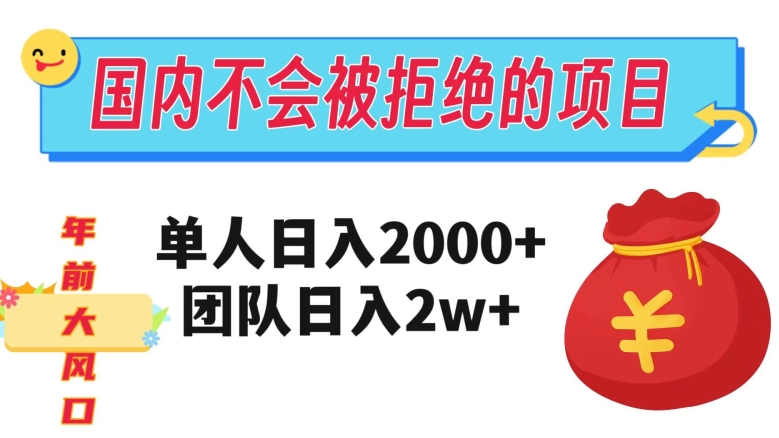 在国内不怕被拒绝的项目，单人日入2000，团队日入20000+【揭秘】-如意资源库