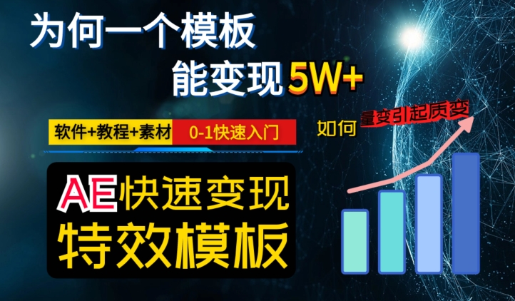AE视频特效模板变现月入3-5W，0-1快速入门，软件+教程+素材-如意资源库