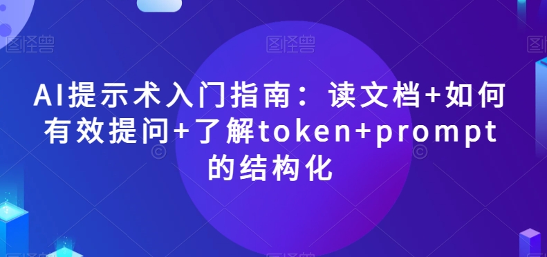 AI提示术入门指南：读文档+如何有效提问+了解token+prompt的结构化【揭秘】-如意资源库