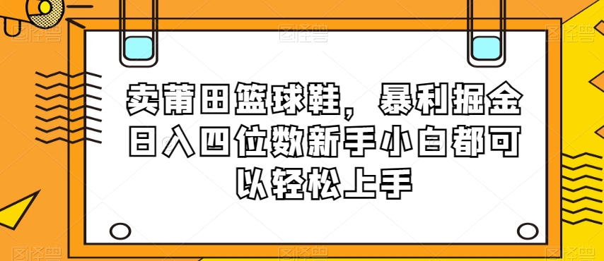 卖莆田篮球鞋，暴利掘金日入四位数新手小白都可以轻松上手【揭秘】-如意资源库