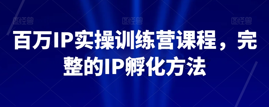 百万IP实操训练营课程，完整的IP孵化方法-如意资源库