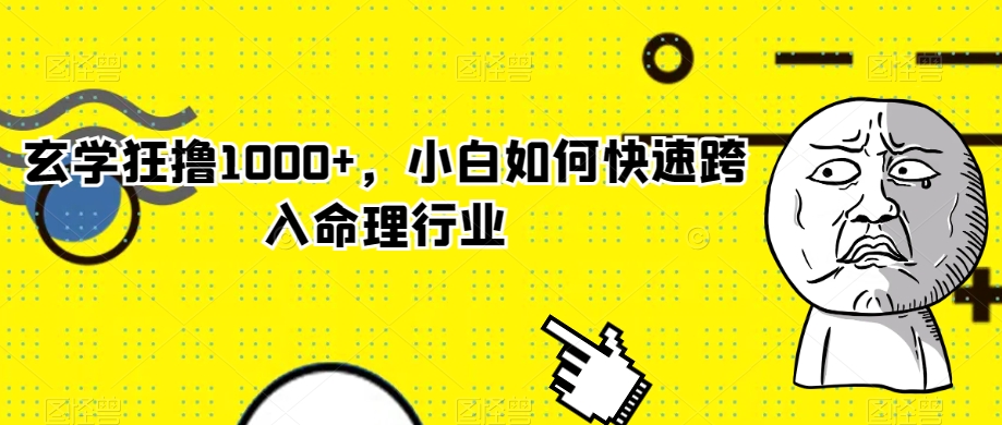 玄学狂撸1000+，小白如何快速跨入命理行业【揭秘】-如意资源库