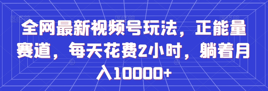 全网最新视频号玩法，正能量赛道，每天花费2小时，躺着月入10000+【揭秘】-如意资源库