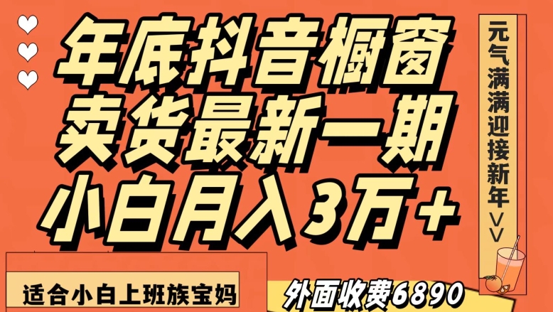 外面收费6890元年底抖音橱窗卖货最新一期，小白月入3万，适合小白上班族宝妈【揭秘】-如意资源库