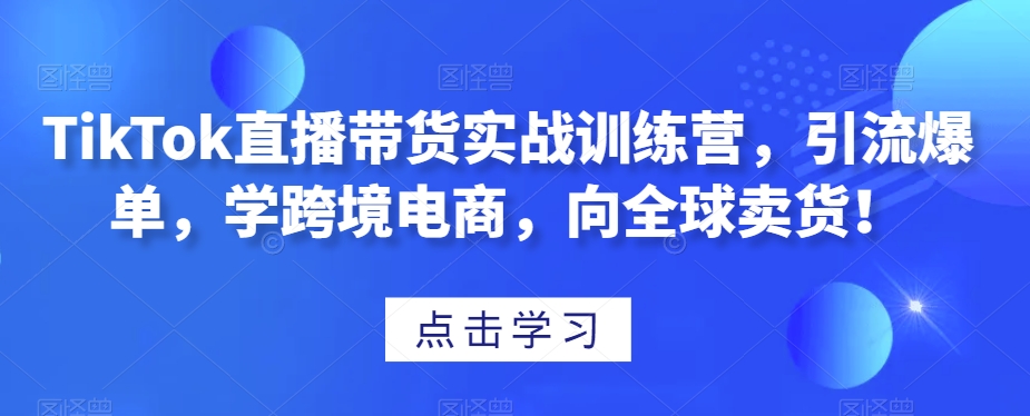 TikTok直播带货实战训练营，引流爆单，学跨境电商，向全球卖货！-如意资源库