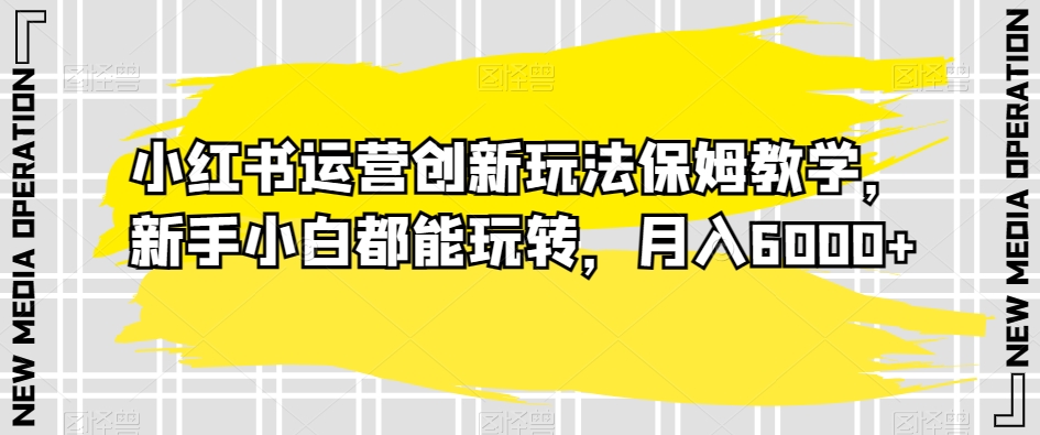 小红书运营创新玩法保姆教学，新手小白都能玩转，月入6000+【揭秘】-如意资源库