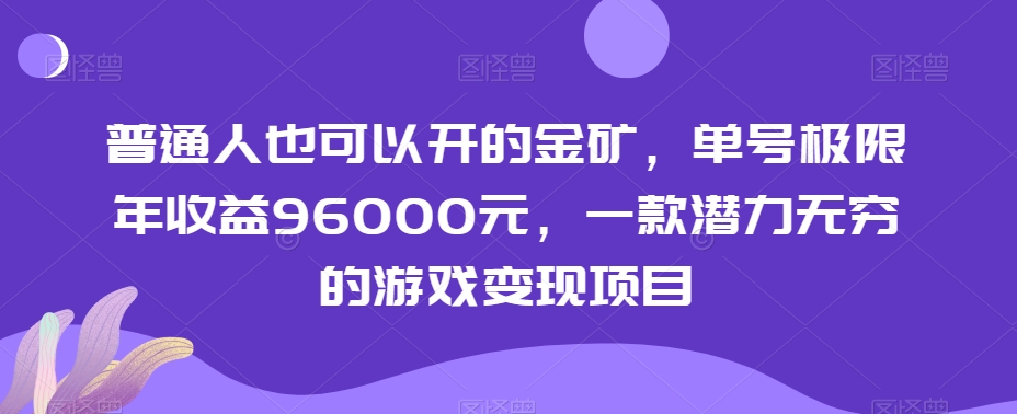 普通人也可以开的金矿，单号极限年收益96000元，一款潜力无穷的游戏变现项目【揭秘】-如意资源库