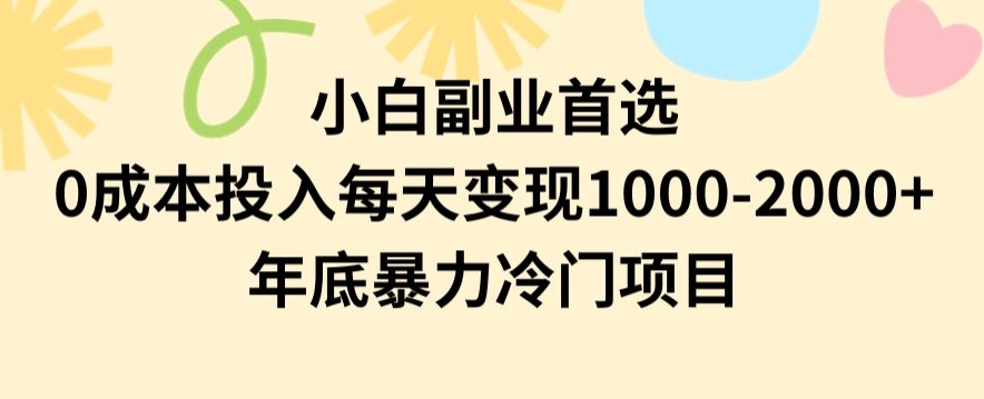 小白副业首选，0成本投入，每天变现1000-2000年底暴力冷门项目【揭秘】-如意资源库