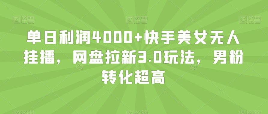单日利润4000+快手美女无人挂播，网盘拉新3.0玩法，男粉转化超高【揭秘】-如意资源库
