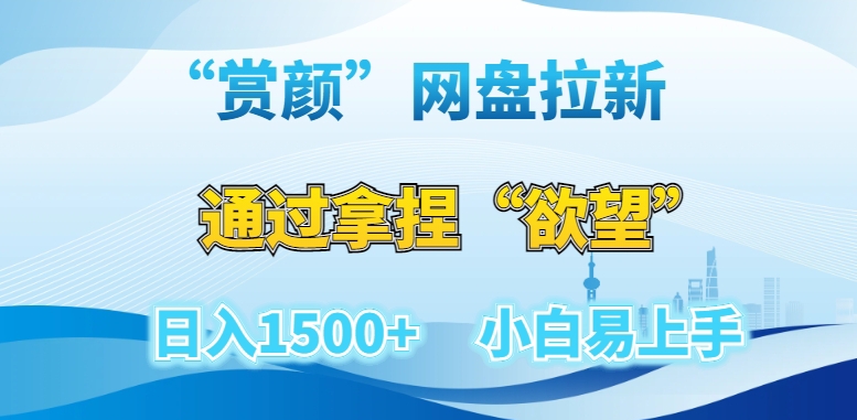 “赏颜”网盘拉新赛道，通过拿捏“欲望”日入1500+，小白易上手【揭秘】-如意资源库