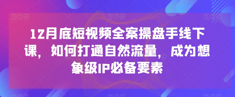 12月底短视频全案操盘手线下课，如何打通自然流量，成为想象级IP必备要素-如意资源库