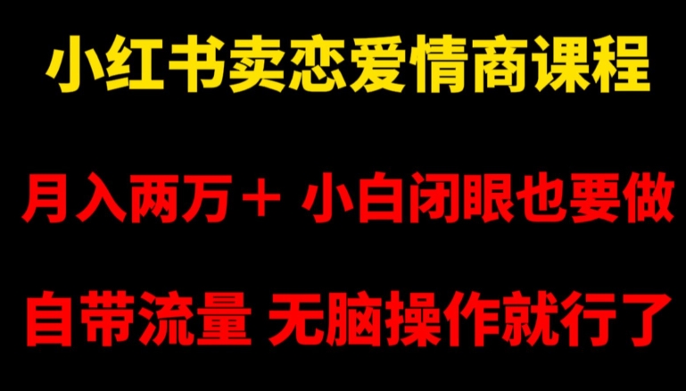 小红书卖恋爱情商课程，月入两万＋，小白闭眼也要做，自带流量，无脑操作就行了【揭秘】-如意资源库