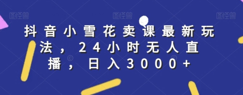 抖音小雪花卖课最新玩法，24小时无人直播，日入3000+【揭秘】-如意资源库