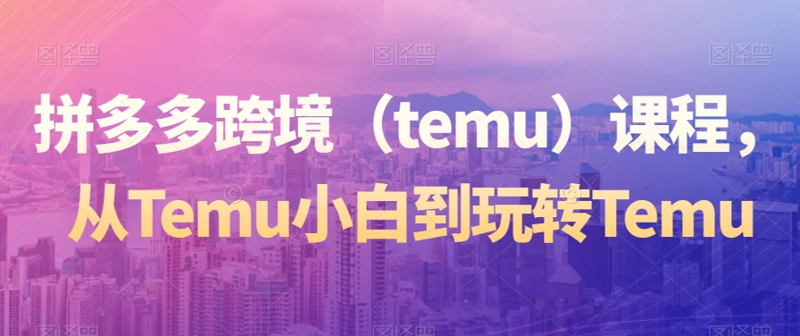 拼多多跨境（temu）课程，从Temu小白到玩转Temu-如意资源库