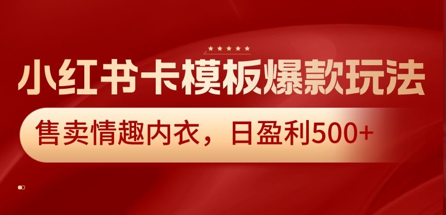 小红书卡模板爆款玩法，售卖情趣内衣，日盈利500+【揭秘】-如意资源库