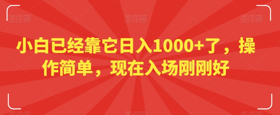 小白已经靠它日入1000+了，操作简单，现在入场刚刚好【揭秘】-如意资源库