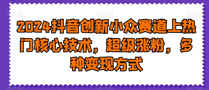 2024抖音创新小众赛道上热门核心技术，超级涨粉，多种变现方式【揭秘】-如意资源库