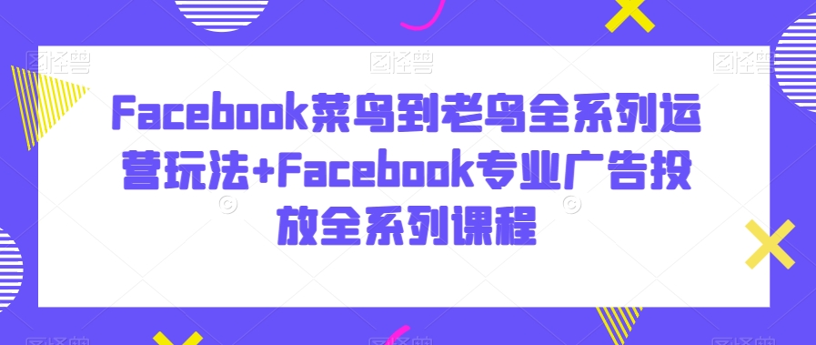 Facebook菜鸟到老鸟全系列运营玩法+Facebook专业广告投放全系列课程-如意资源库
