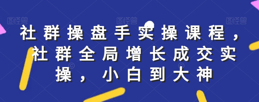 社群实操课程，社群全局增长成交实操，小白到大神-如意资源库