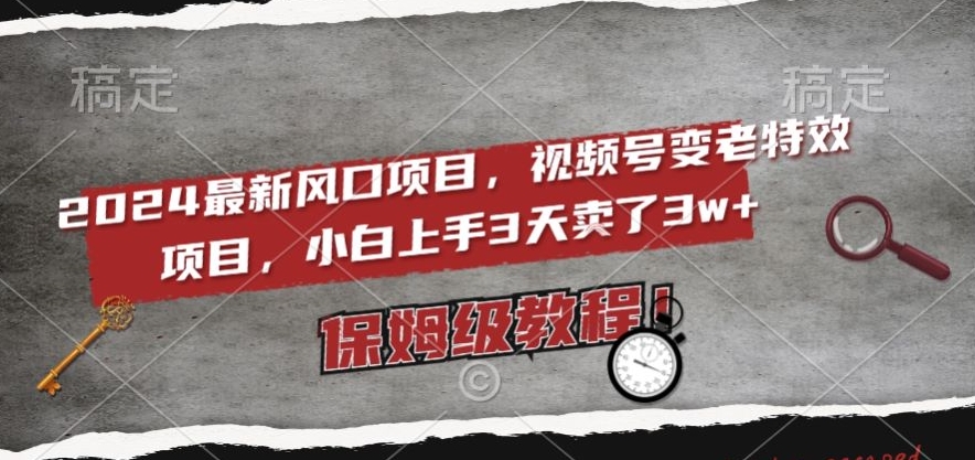 2024最新风口项目，视频号变老特效项目，电脑小白上手3天卖了3w+，保姆级教程【揭秘】-如意资源库