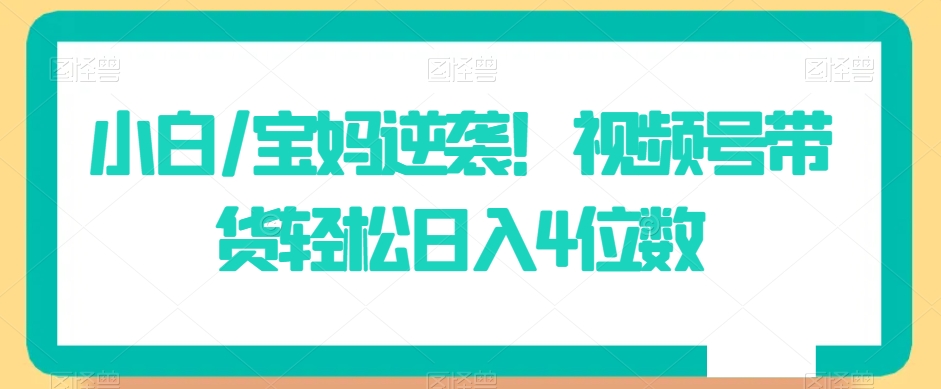 小白/宝妈逆袭！视频号带货轻松日入4位数【揭秘】-如意资源库