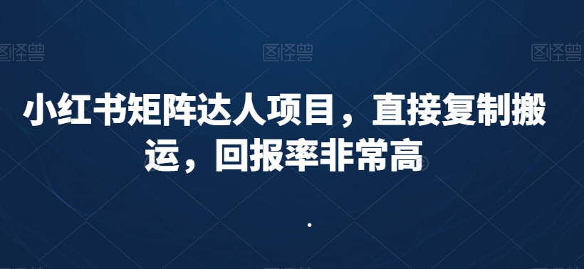 小红书矩阵达人项目，直接复制搬运，回报率非常高-如意资源库