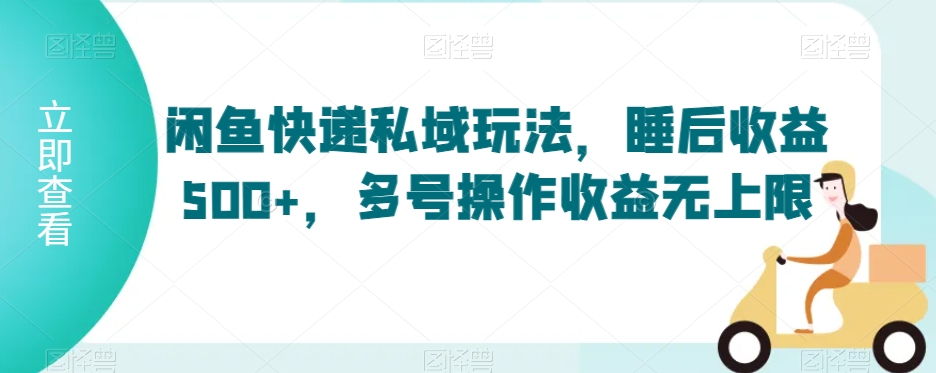 闲鱼快递私域玩法，睡后收益500+，多号操作收益无上限【揭秘】-如意资源库